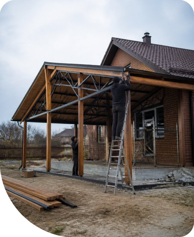 Пристройка навеса к дому и участку в Котельниках под ключ